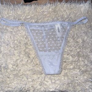 PINK Victoria's Secret Lace Polka Dot Thong - Light Blue